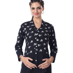 Kriti Full Sleeves Maternity Top Hand Bag Print - Black-image-102