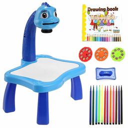 Fiddlerz Projector Painting Desk Table with Water Pens - Blue White-14