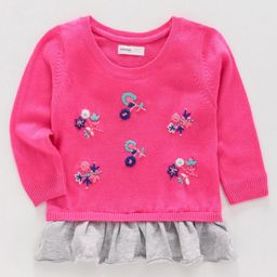 Babyoye Full Sleeves Sweater Floral Embroidery - Pink-image-26