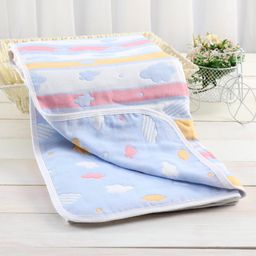 Zoe Premium Organic Cotton 6 Layer Gauze Blanket Cloud Print - Blue-image-97