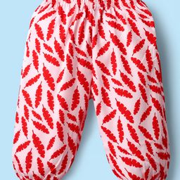 Kookie Kids Full Length Lounge Pant Leaf Print - Red-image-7