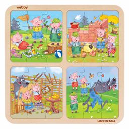 Webby 4 in 1 The Three Little Pigs Wooden Puzzle Multicolor - 36 Pieces-image-20