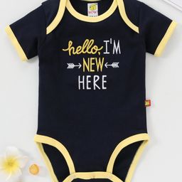 Wow Clothes Half Sleeves Embroidered Onesie - Navy Blue-image-57