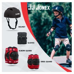 JJ Jonex Skating Protection Set Of 4  Medium - Black/Red-0