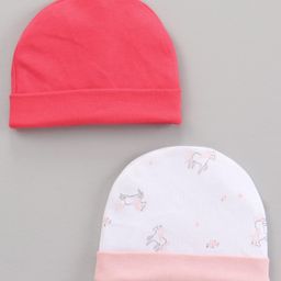 Ben Benny Caps Unicorn Print Solid Pack of 2 Pink White- Diameter 9 cm-image-65