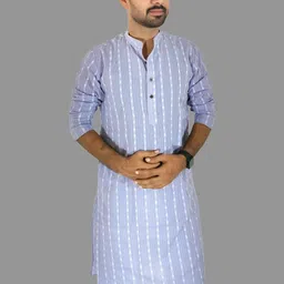 LADSLOOM Men Purple Kurtas-image-7