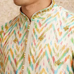 Twamev Men Printed Regular Mirror Work Kurta with Churidar image 2
