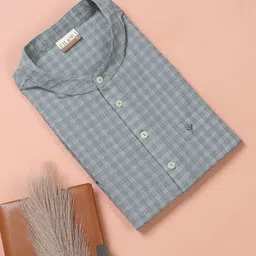 filori studio FILORI Men Checked Thread Work Dobby Kurta image 4