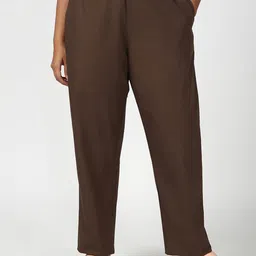 Bewakoof Plus Women's Brown Plus Size Lounge Pants-picture-34