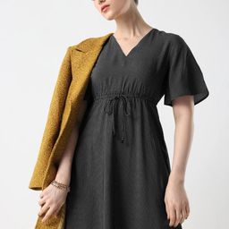 RAREISM Women Viscose Printed Flared Dress-image-1