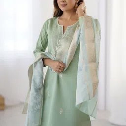 KALINI Women Embroidered Kurta with Pyjamas & With Dupatta-image-99