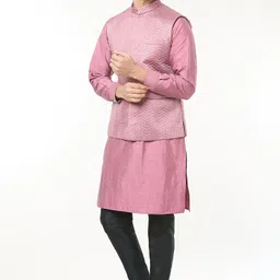 RNG Safawala Men Regular Thread Work Dupion Silk Kurta with Trousers image 3
