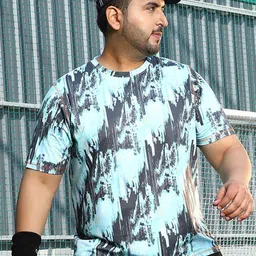 Instafab Plus Abstract Printed Round Neck Short Sleeves Regular Fit Sports T-Shirt-image-61