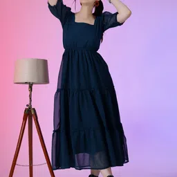 Raiyani Fashion Bell Sleeve Applique Georgette Fit & Flare Maxi Dress-image-71