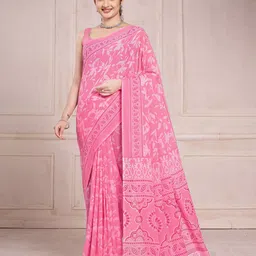 Garden Vareli Ethnic Motifs Printed Pure Chiffon Saree-picture-6