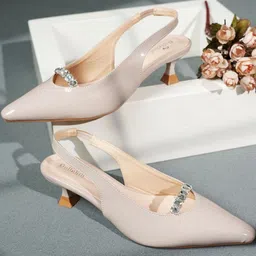 Dollphin Women Pointed Toe Open Back Kitten Heels-picture-35