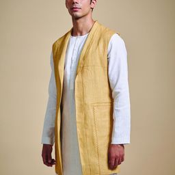 RR Blue Embroidered Longline Nehru Jacket-image-60