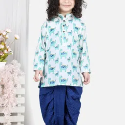 Here&Now X Kinder Kids Boys Ethnic Motifs Printed Regular Pure Cotton Kurta with Dhoti Pants-28