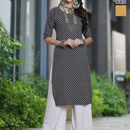 Moda Rapido Selection Of 3 Floral Printed Round Neck Straight Kurtas-image-26