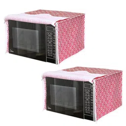 prettykrafts Red & White 2 Pieces Printed Microwave Oven Cover-image-86