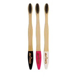 AVINO Set Of 3 Eco Friendly Bamboo Flat Handle Toothbrush image 3