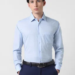 Van Heusen Checked Spread Collar Cotton Formal Shirt-image-93
