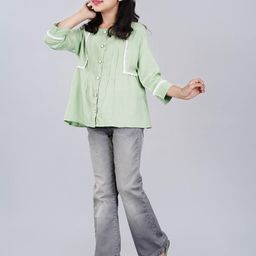 DMP FASHION Girl Round Neck Lace Inserts Cotton Shirt Style Top-image-4