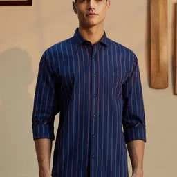 Peter England Casuals Men Slim Fit Spread Collar Vertical Striped Cotton Casual Shirt-image-19