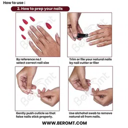 BEROMT Set Of 12 Salon Finish Press On Nail Tip With Application Kit -Shade - 457 image 5