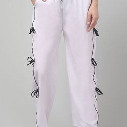 CROWN KING Women Straight Fit Monochome Easy Wash Trousers-picture-1