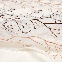Aura 2 Pieces Cream & Brown Floral Embroidered Black Out Door Curtains-image-87