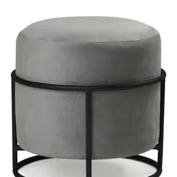 Blck Homes Black & Grey 2 in 1 Velvet & Metal Round Ottoman-image-43