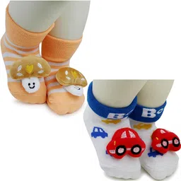 NESKA MODA Kids-Unisex Set Of 2 Ankle Length Cotton Socks-70