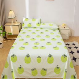 JC HOME Green & Off White Ethnic Motifs 140 TC King Bedsheet with 2 Pillow Covers-image-67