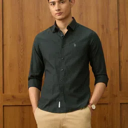 U.S. Polo Assn. Spread Collar Pure Cotton Tailored Fit Shirt-picture-25