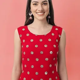 PARROT CREATION Geometric Embroidered Sequinned Georgette Kurti with Sharara And Dupatta image 5