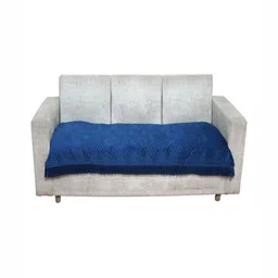 Fashion Throw Teal Blue Self Design 3 Seater Velvet Sofa Cover-image-23
