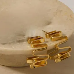 KARISHMA KREATIONS Gold-Plated Contemporary Twisted Hoop Earrings-43
