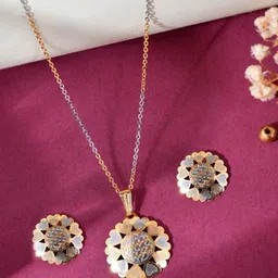 VOJ Gold-Plated Stone-Studded Jewellery Set-image-5