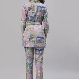 Get Glamr Printed Coat & Crop Top With Trousers Co-Ords image 5