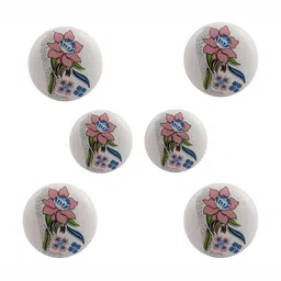 Indianshelf 6Pcs White & Pink Textured Ceramic Knobs-image-61