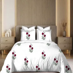 Myntra Elegant Homes Red & White Printed Pure Cotton 300TC King Bedsheet Set 2.74 x 2.74 m-image-32