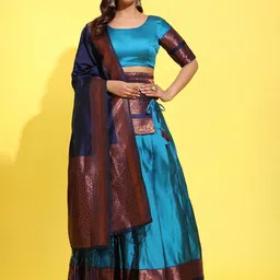 Fabcartz Woven Design Semi-Stitched Lehenga & Blouse With Dupatta-picture-11