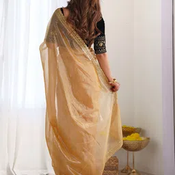 LeeliPeeri Designer Embellished Sequinned Net Saree image 5