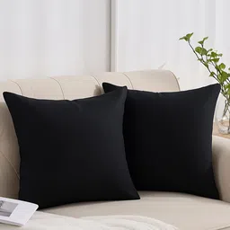 Kuber Industries Black 2 Pieces Microfiber Square Shape Cushions-49