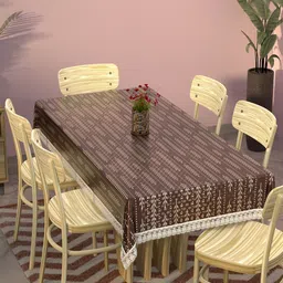 Myntra Elegant Homes Brown & Cream Lining Leaf PVC 6-Seater Table Cover-image-41