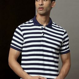OGEN Men Striped Polo Collar Pockets T-shirt-image-98