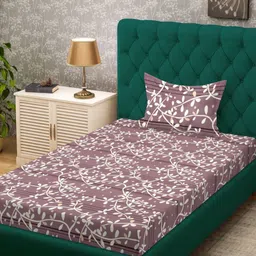 Myntra Elegant Homes Purple & White Printed 300 TC Single Bedsheet Set 2.25 m x 1.50 m-image-72