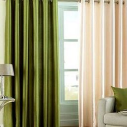 BELLA TRUE Green & Cream 2 Pieces Long Door Curtains-image-96