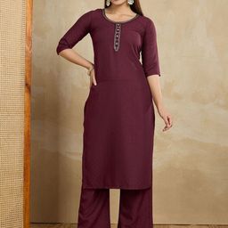 Women Basket Women Solid Beads And Stones Pure Cotton Kurta Set-23
